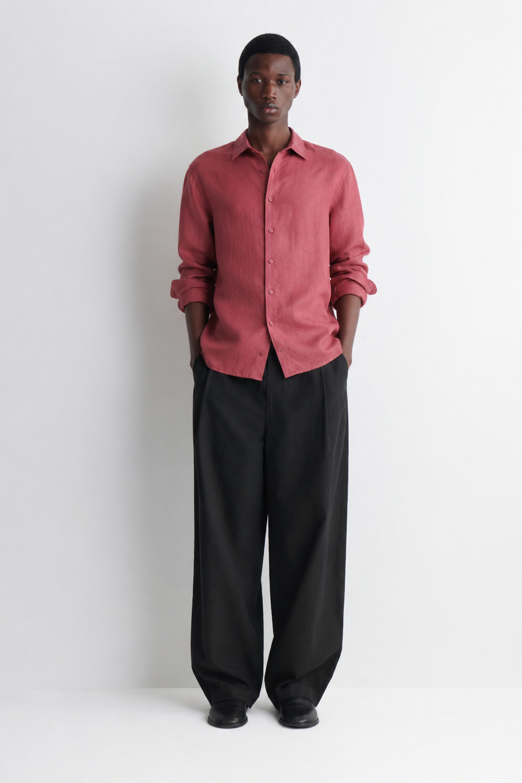 100% linen relaxed fit shirt - blush cloud