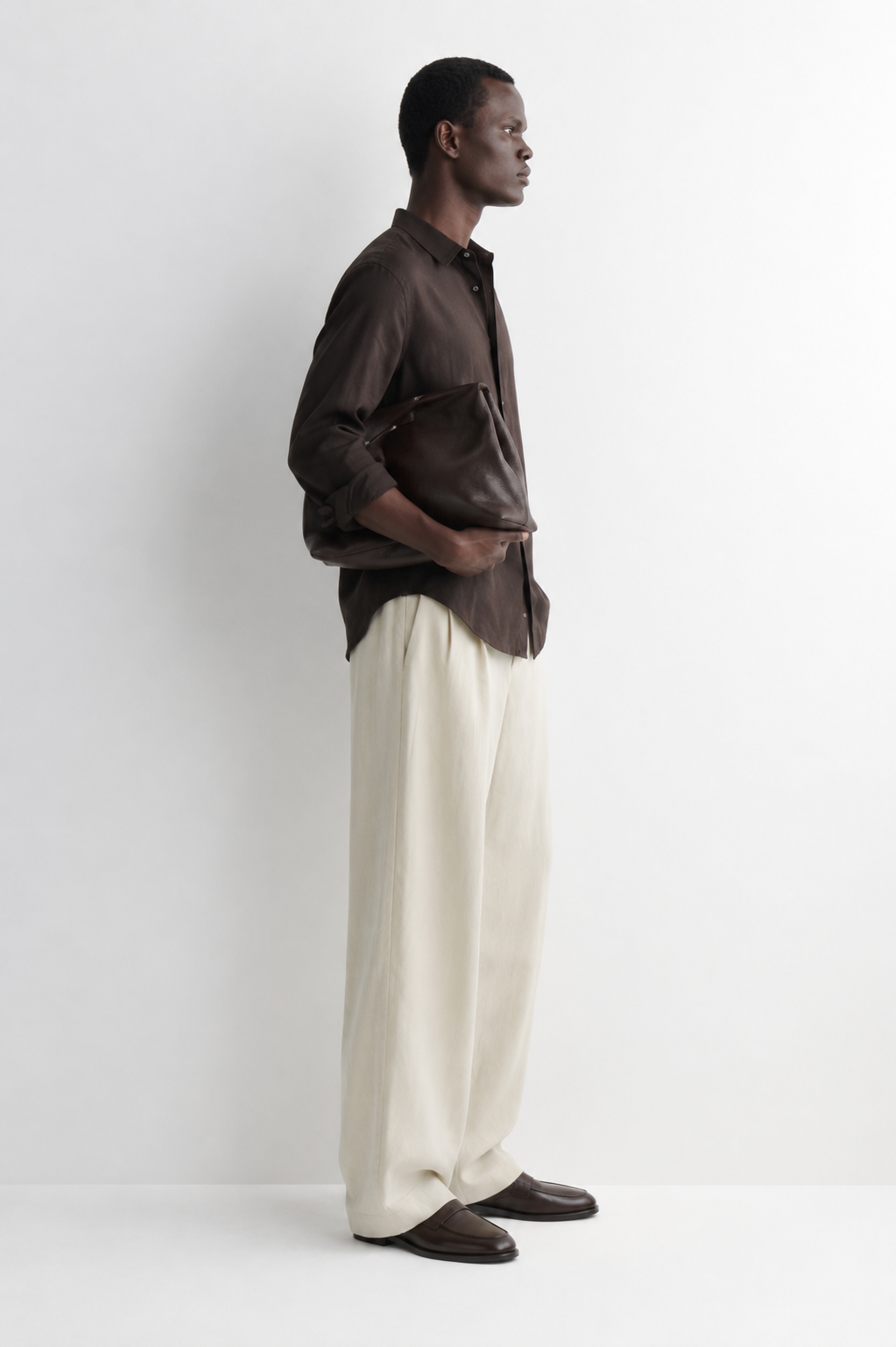 100% linen relaxed fit shirt - brown