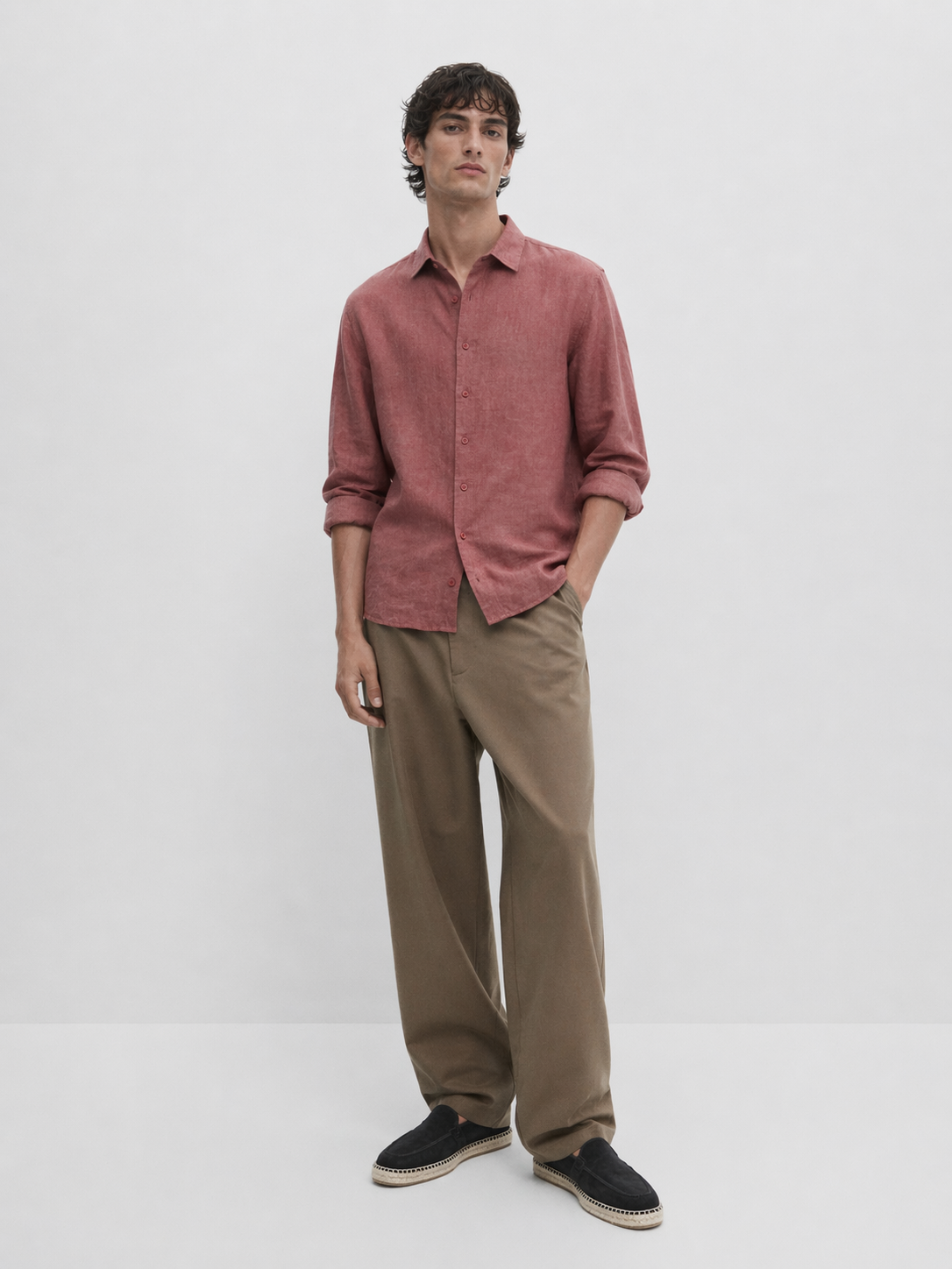 100% linen relaxed fit shirt - blush cloud