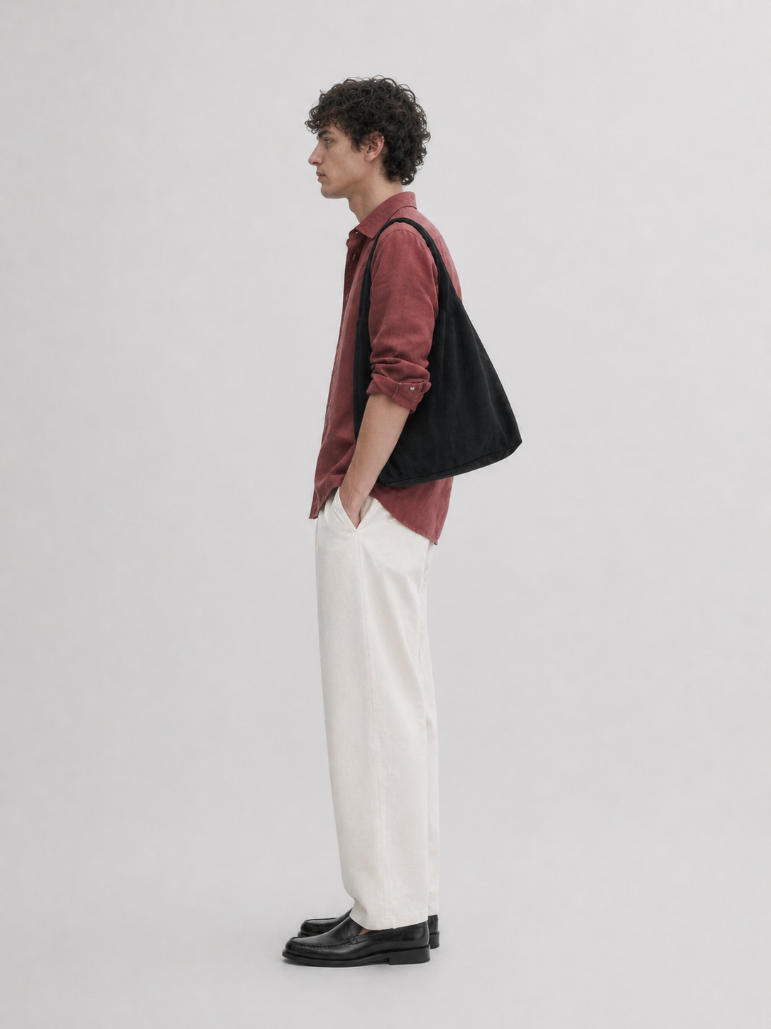 100% linen relaxed fit shirt - red dust