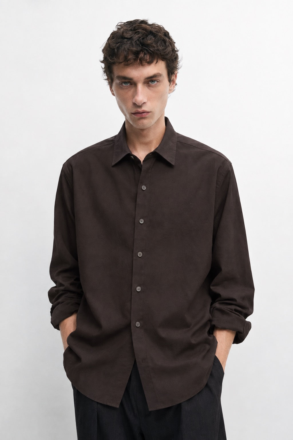 Soft touch twill shirt - deep brown