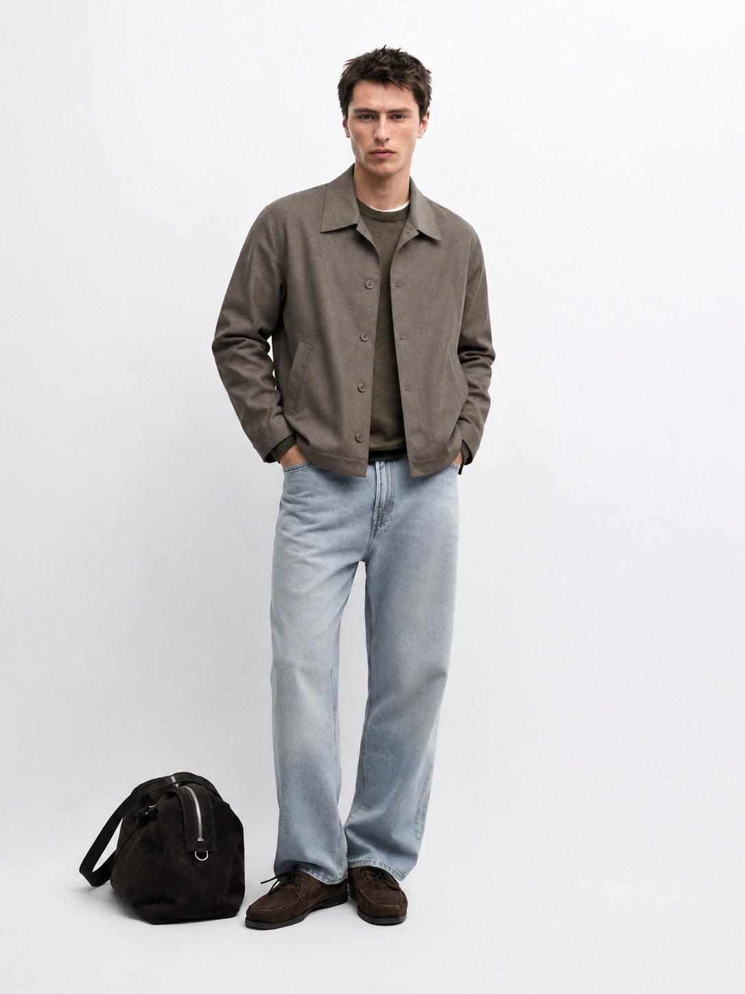 Walter cropped jacket - taupe grey