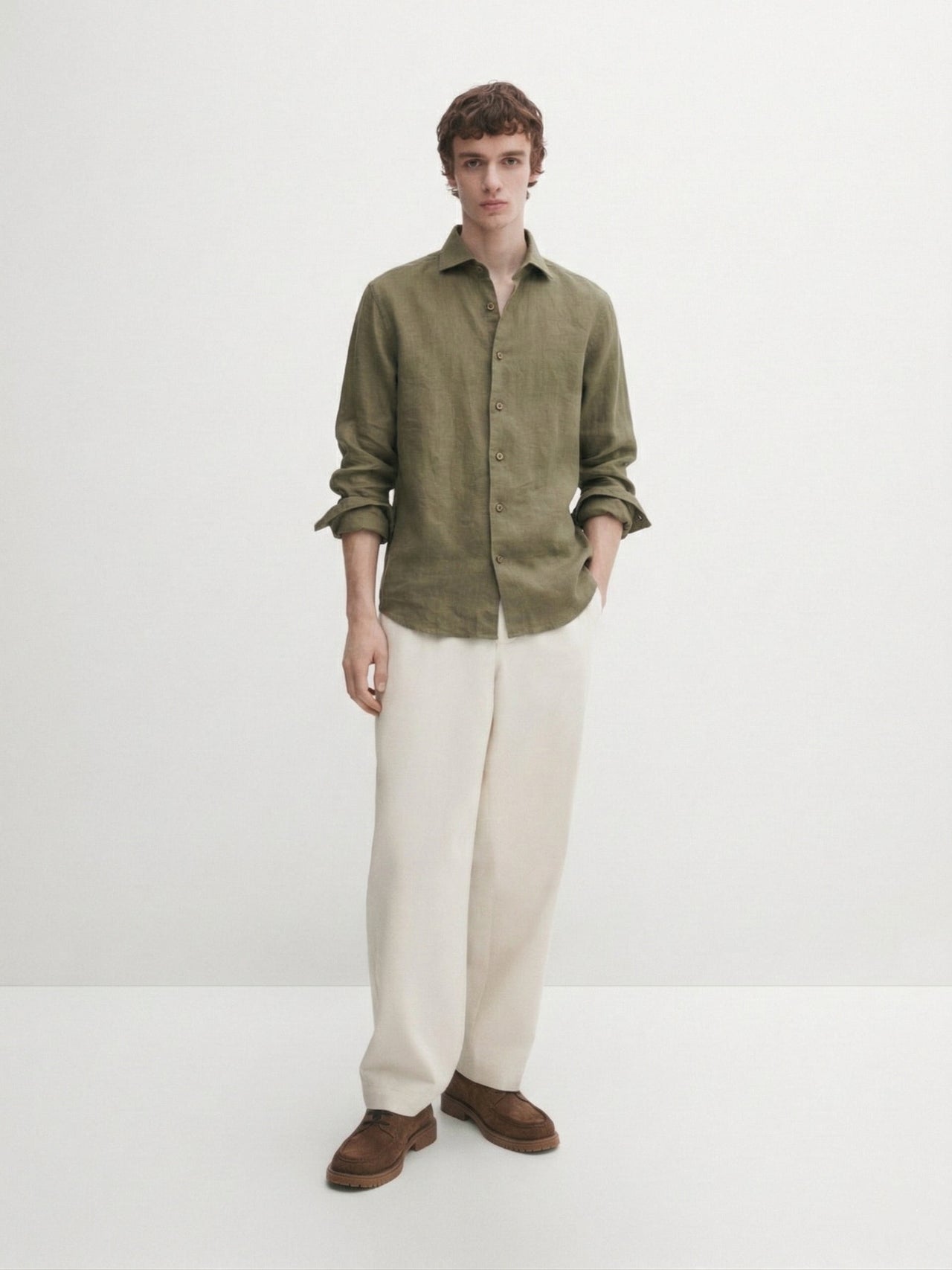 Relaxed 100% linen shirt - Olive haze - Limited edition