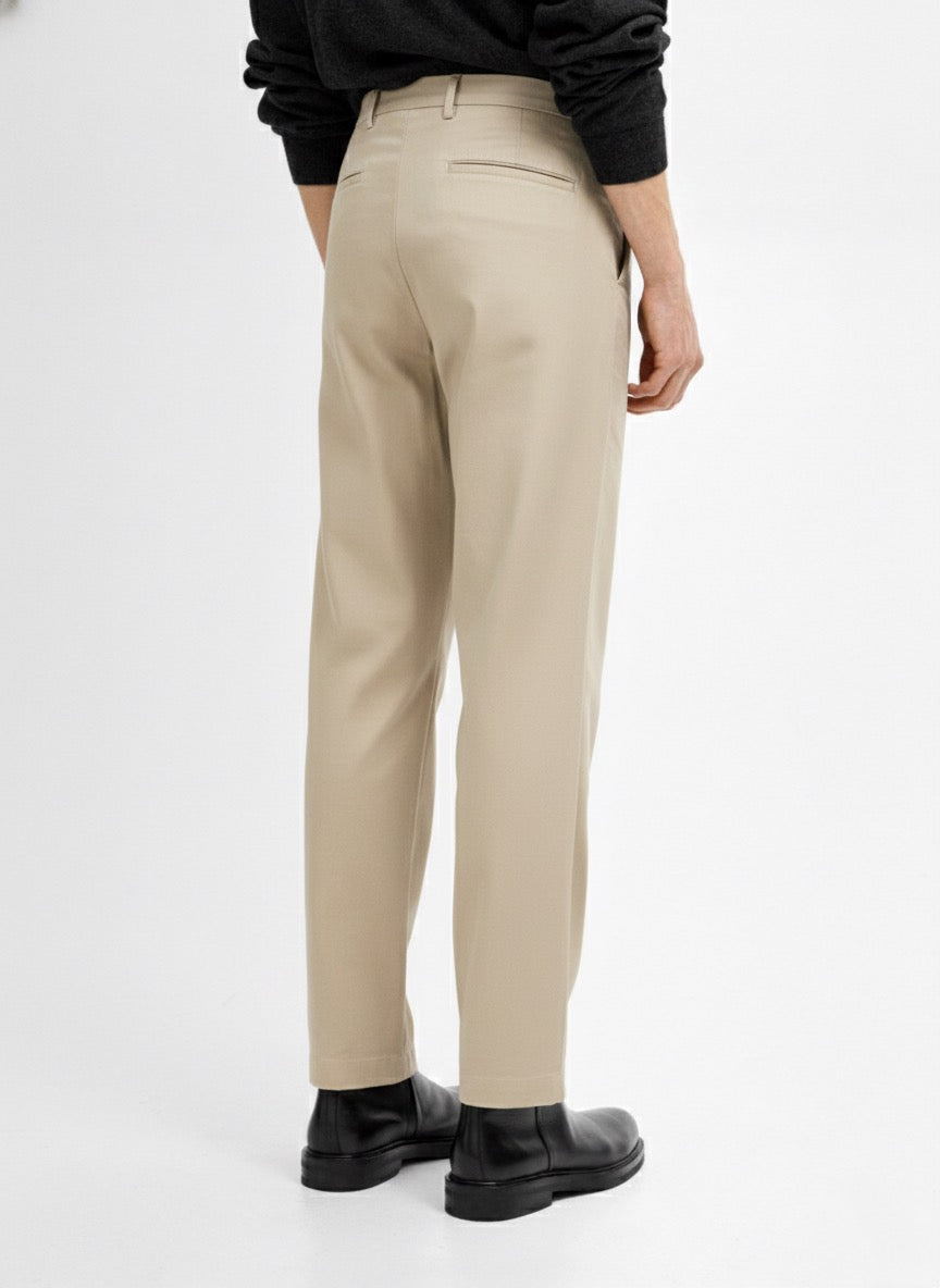 Straight-leg cotton blend trousers