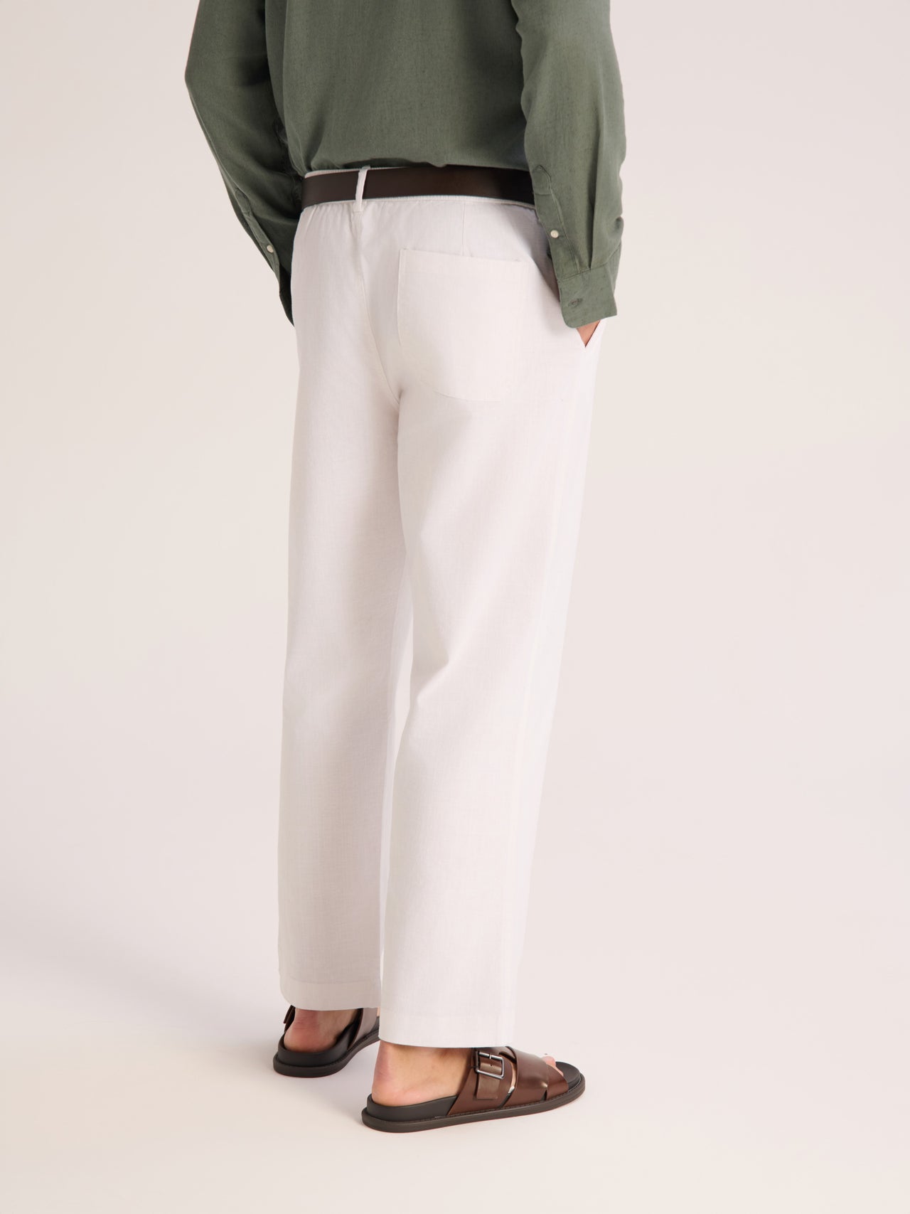 cotton blend wide trousers