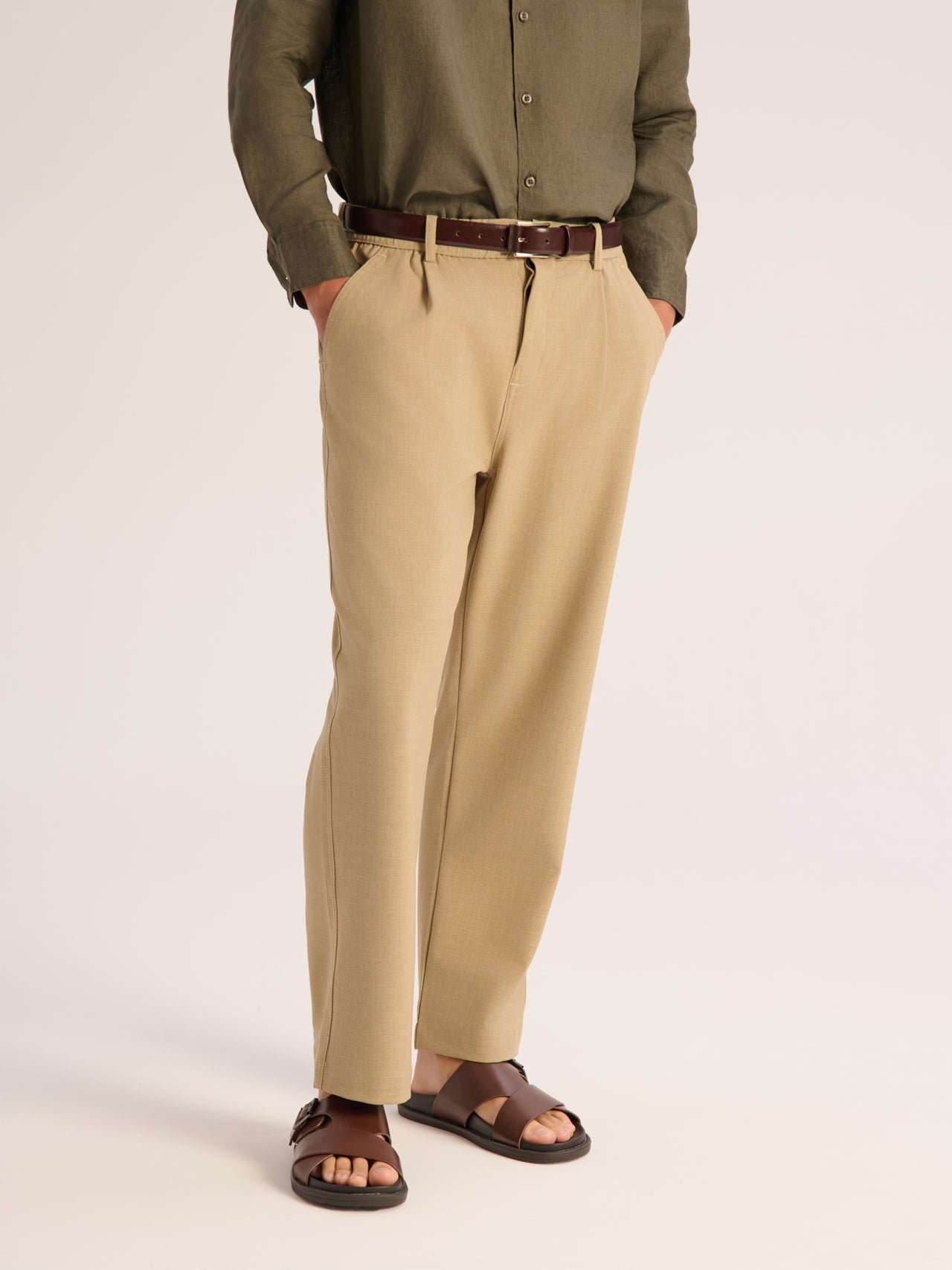 wide fit pleated trousers