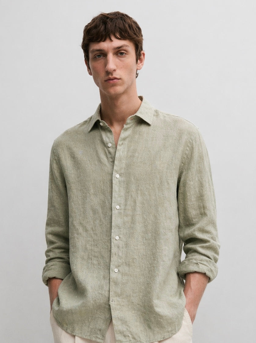 Sage - textured linen viscose shirt