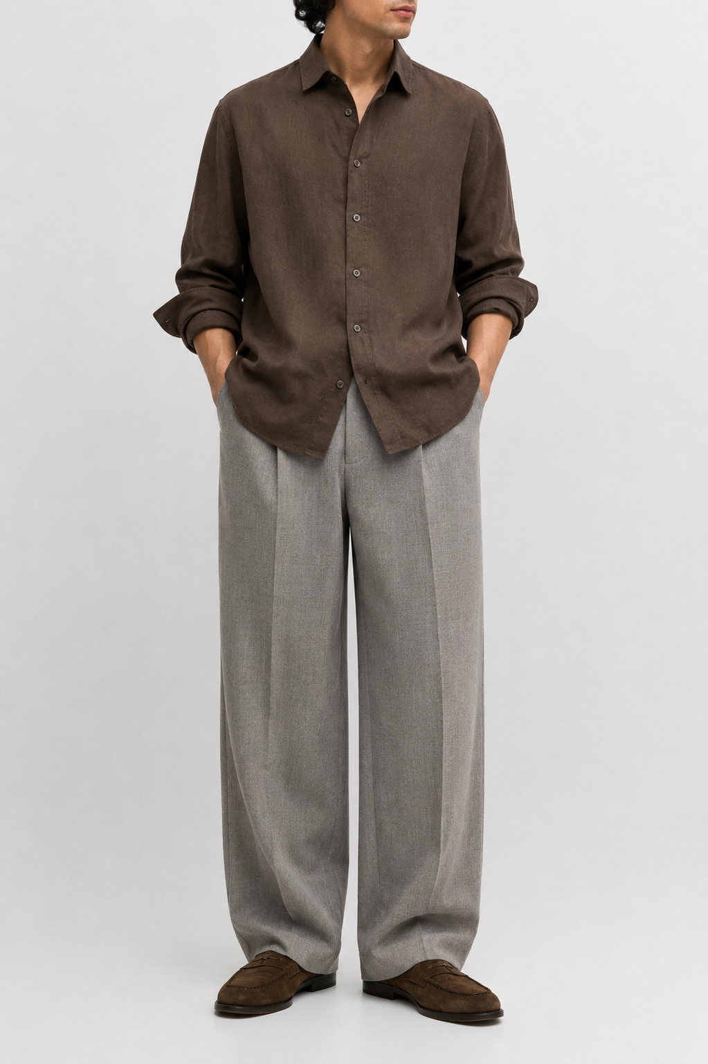 Relaxed fit pleated trousers - grey