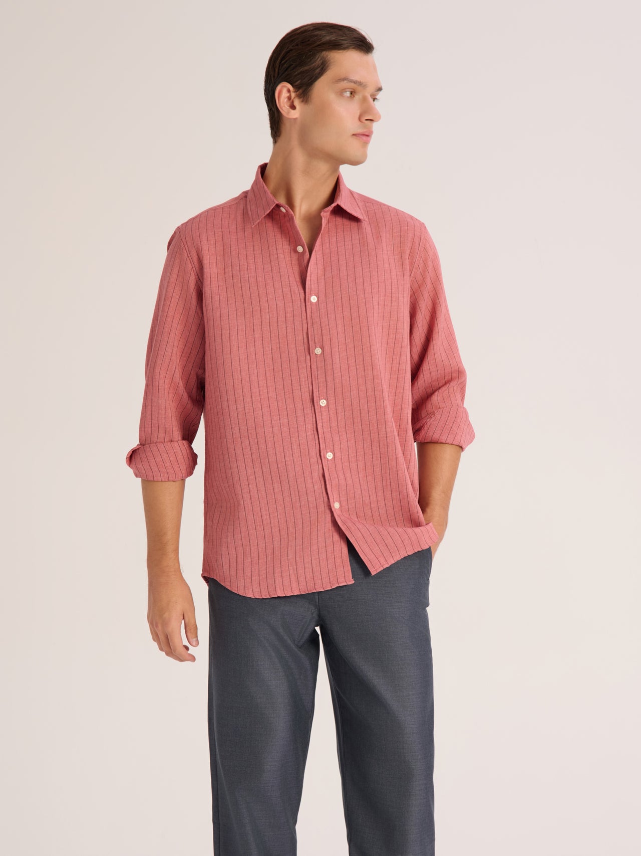 Regular fit cotton striped shirt