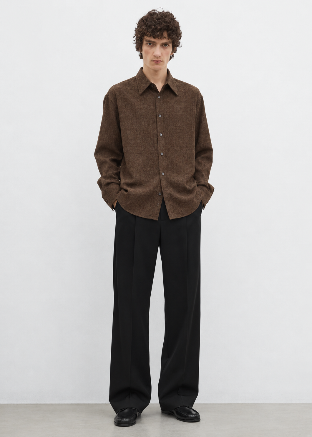 Fluid jacquard relaxed Shirt - burnished brown