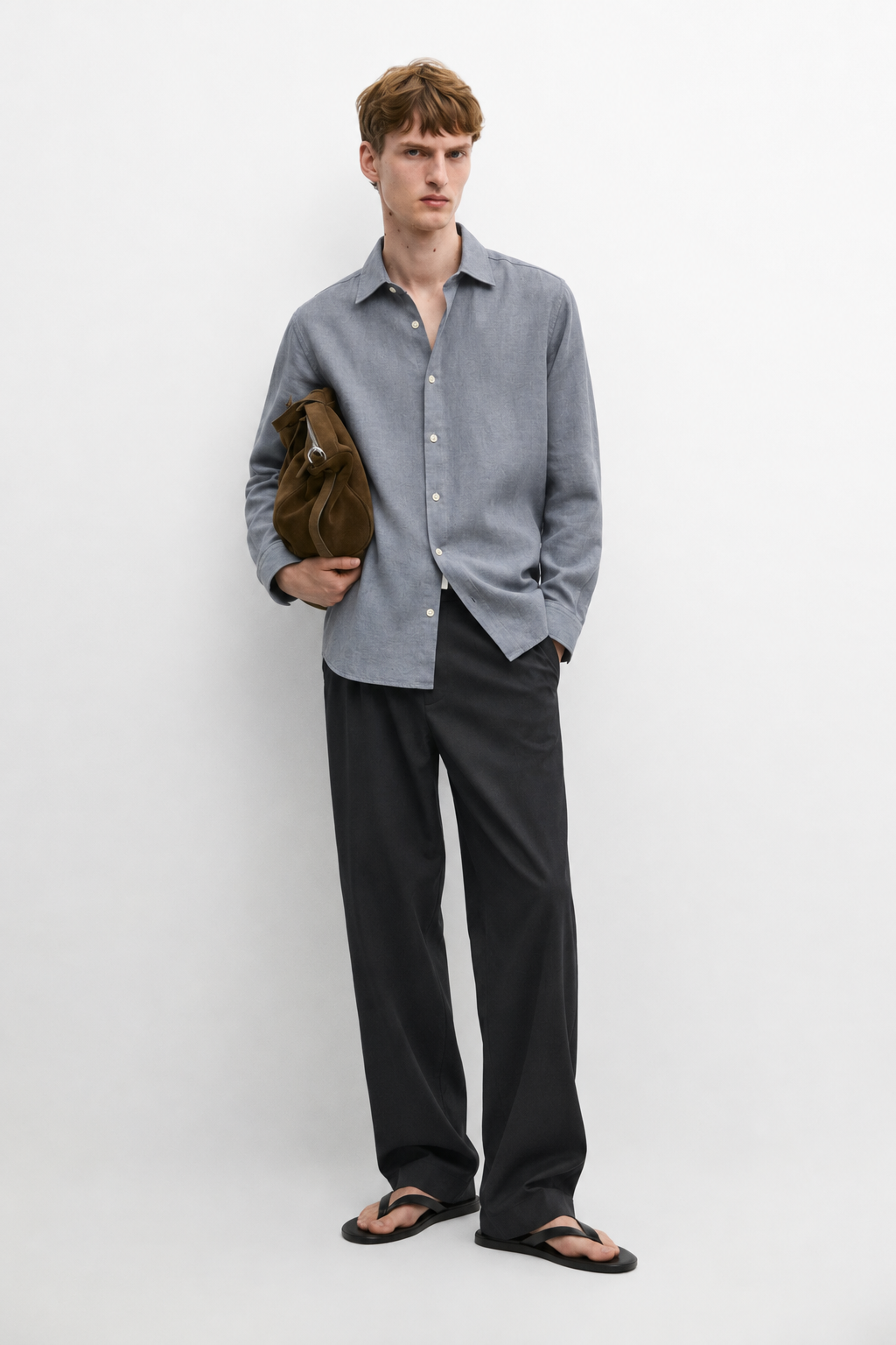 Relaxed fit linen cotton shirt - blue