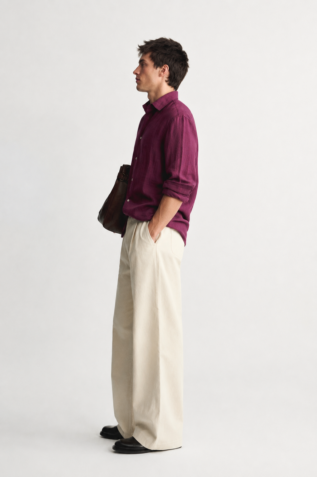 Regular fit textured shirt - Cherry Wine
