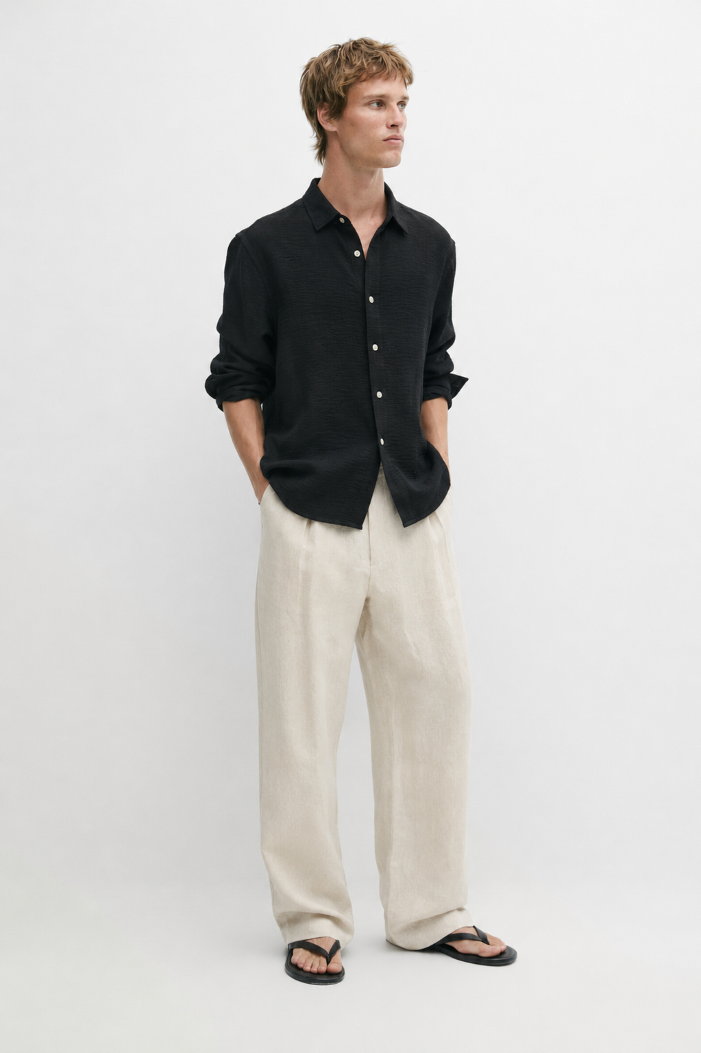 Regular fit textured shirt - Black