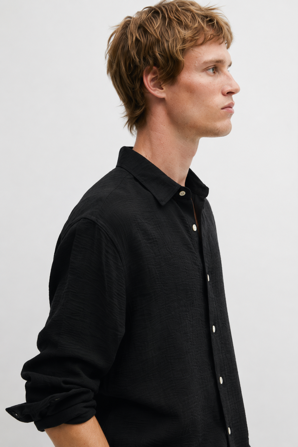 Regular fit textured shirt - Black