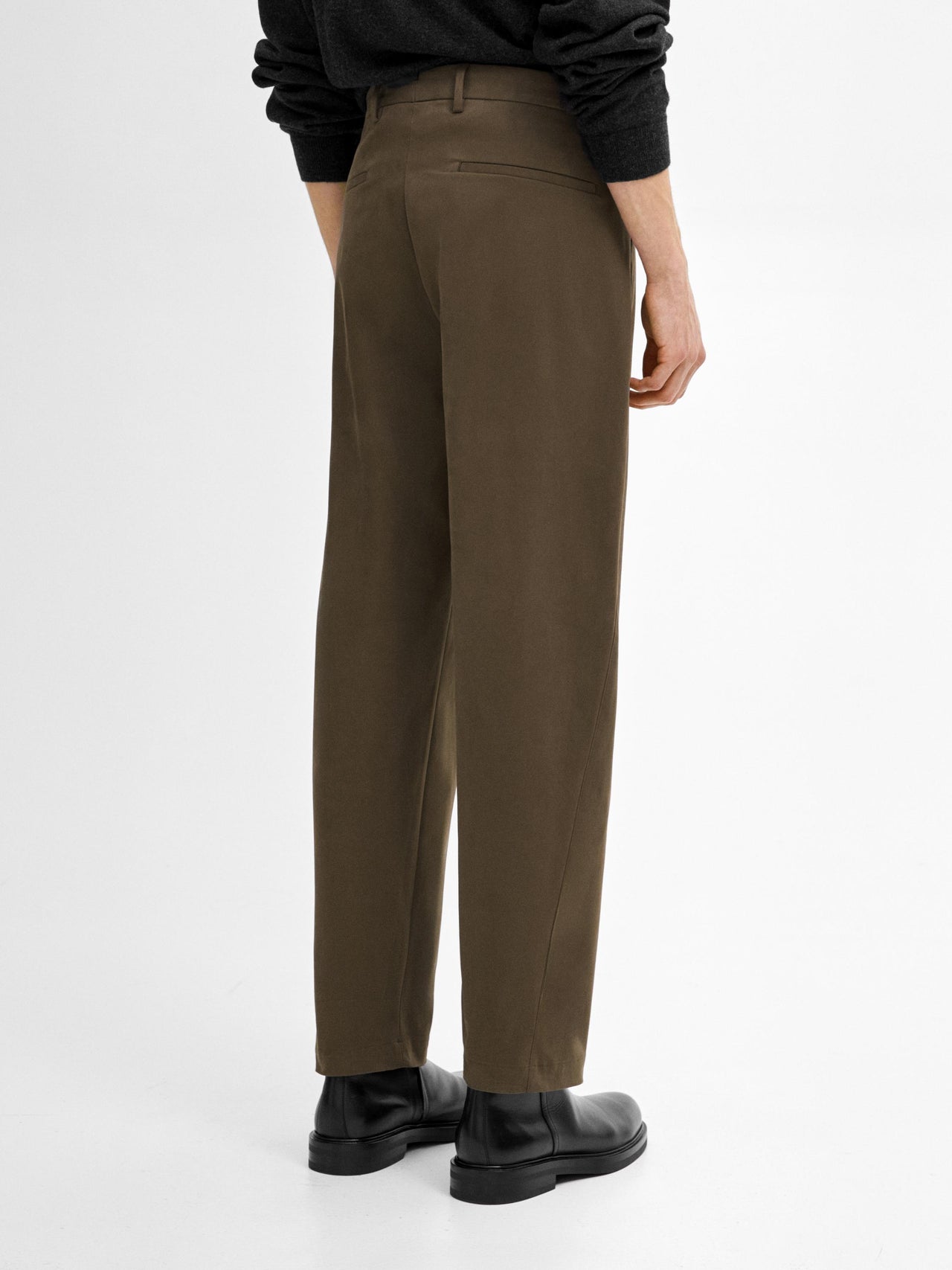 Straight-leg cotton blend trousers