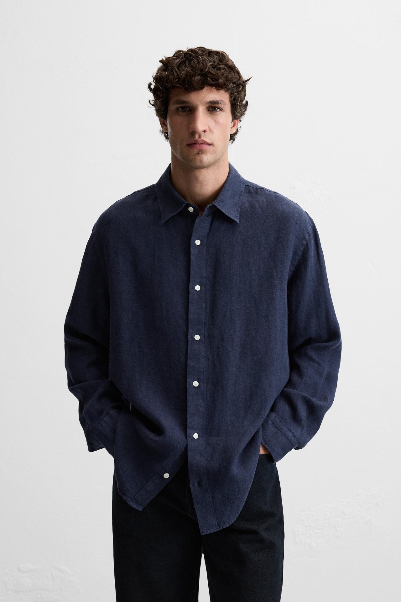 Relaxed 100% linen shirt - blue