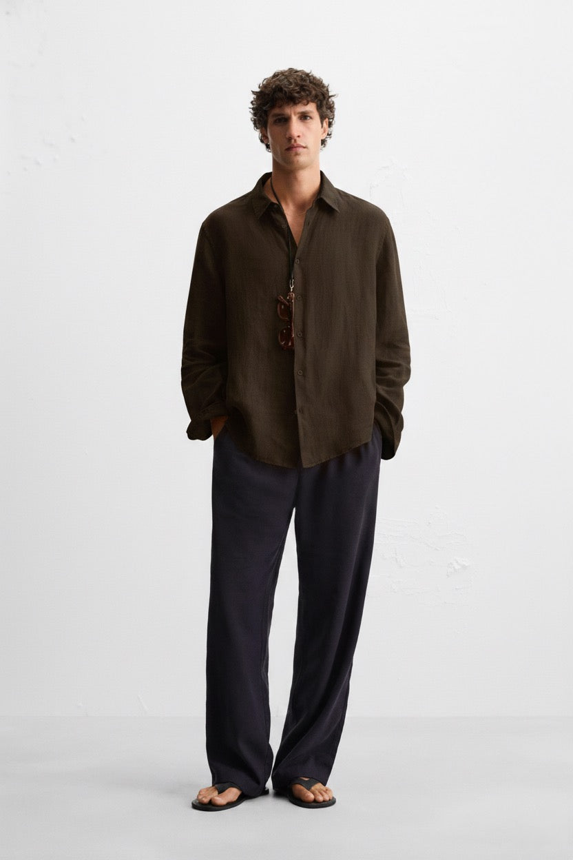 100% Linen sienna shirt