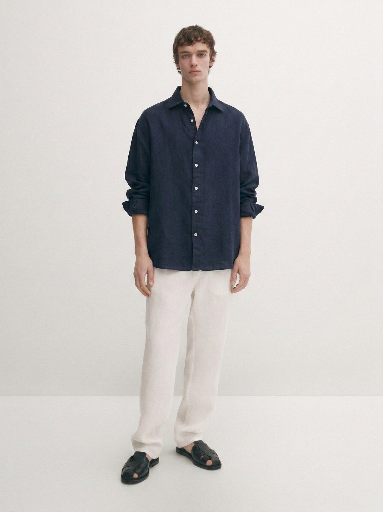 Relaxed 100% linen shirt - blue
