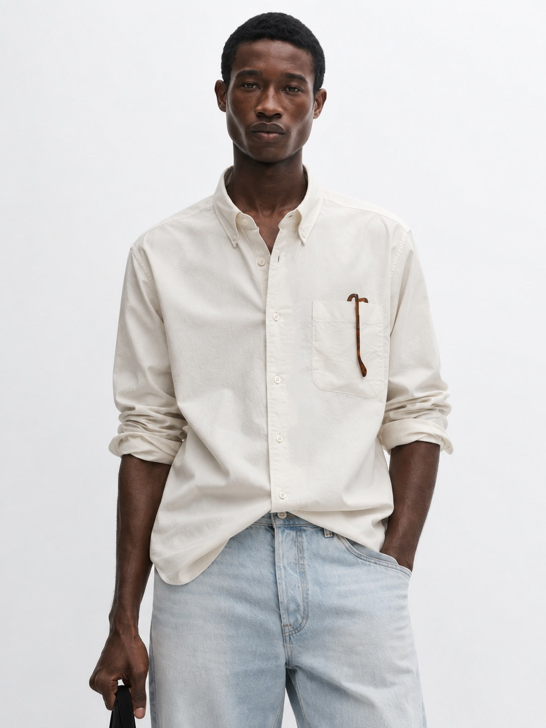 Classic Oxford button down shirt in regular fit - cream
