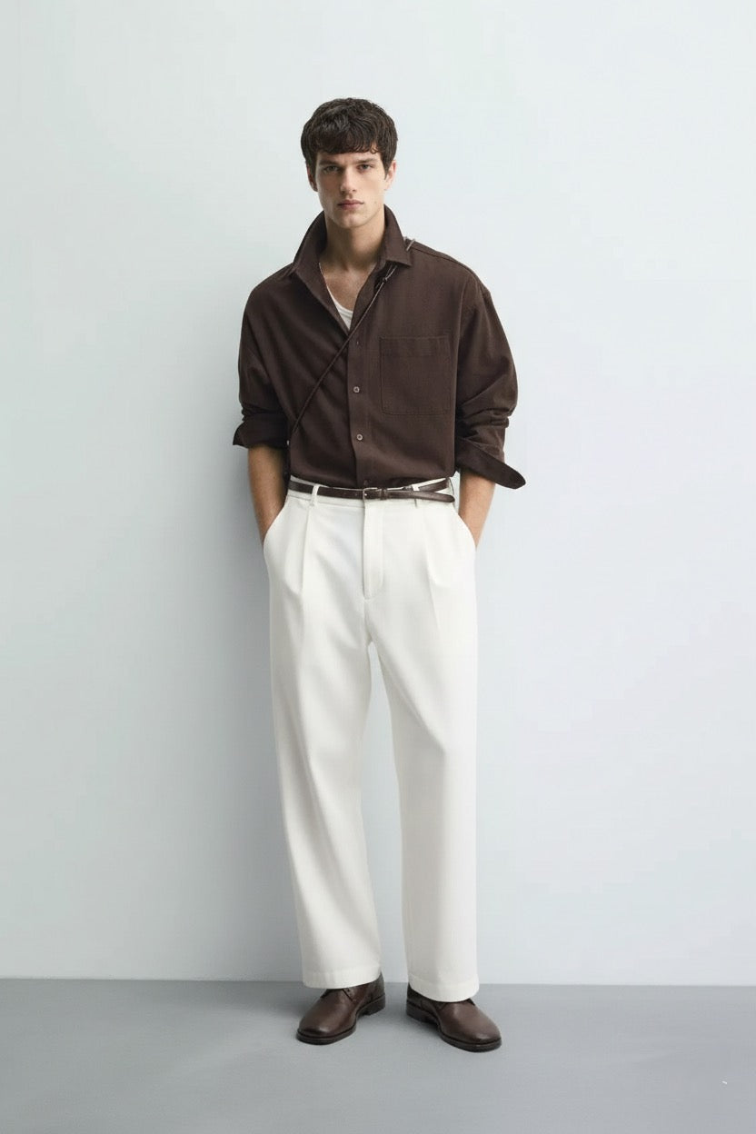 100% cotton wide trousers
