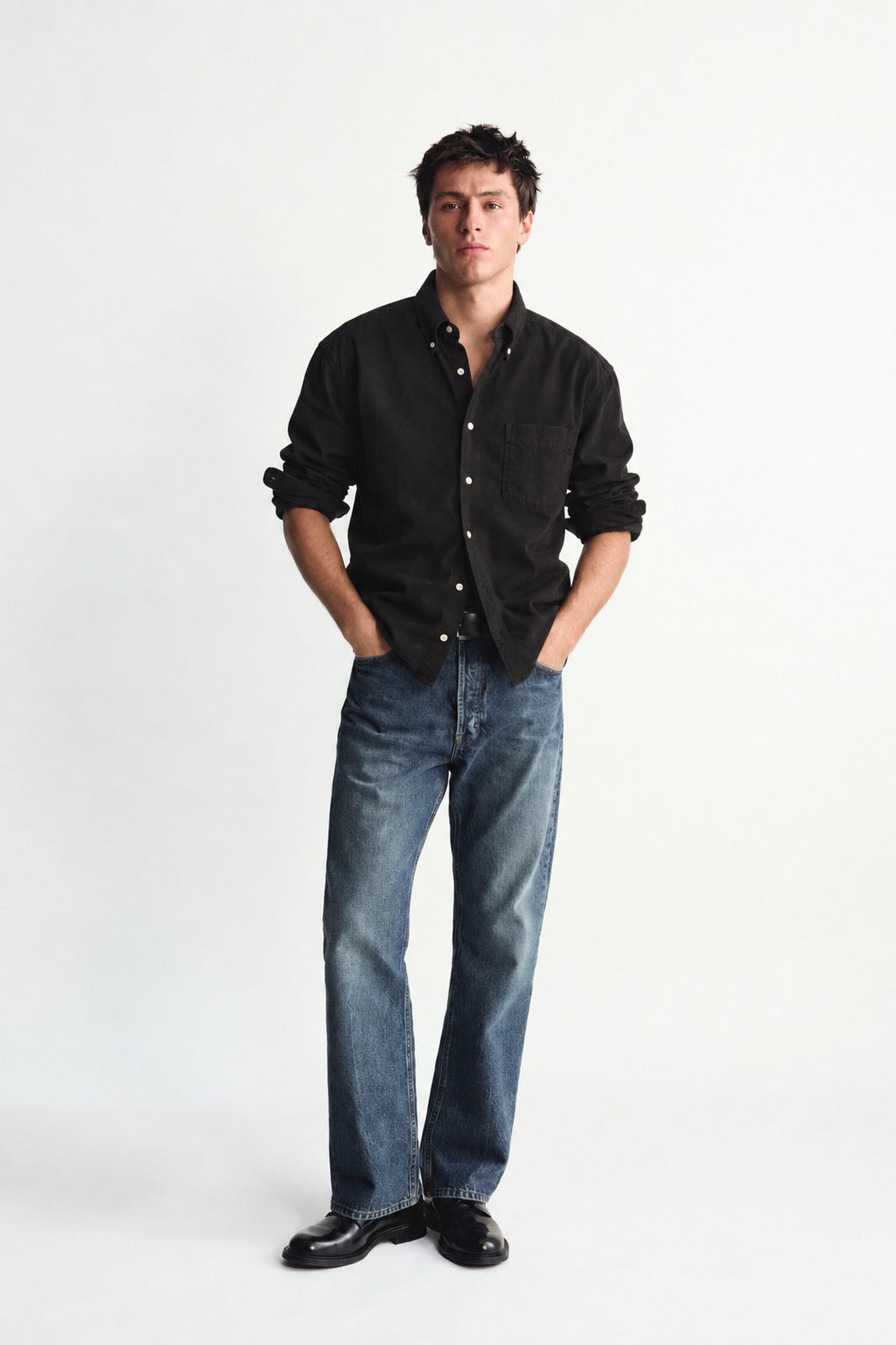 Classic Oxford button down shirt in regular fit - black standard