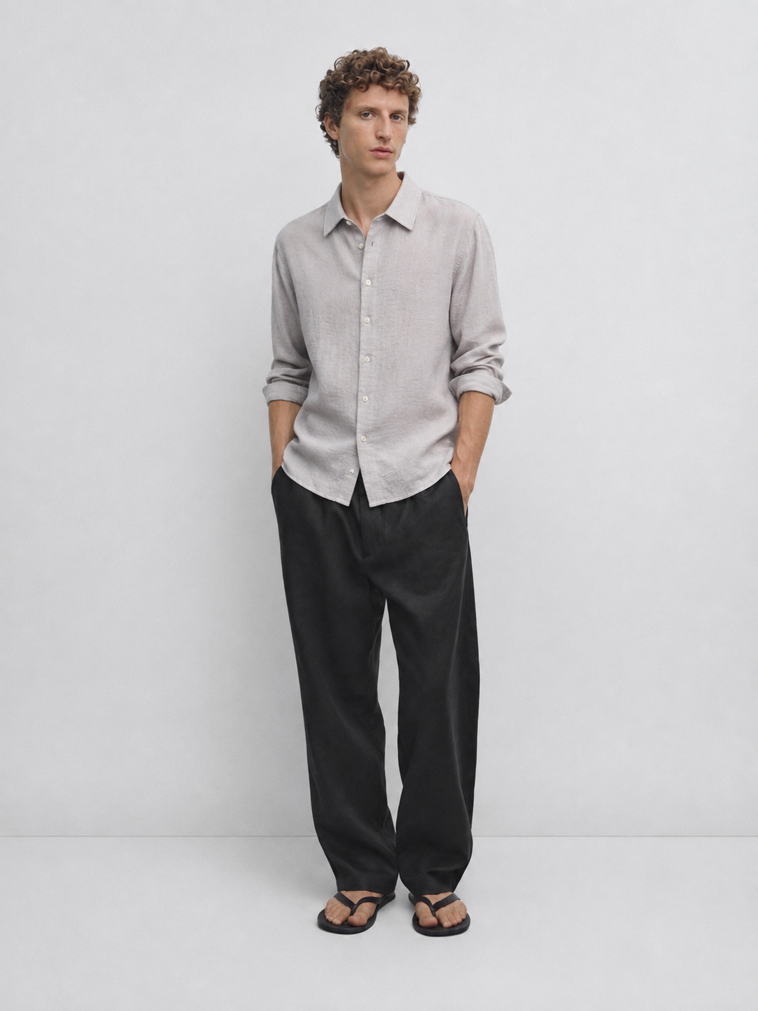 Regular fit textured shirt - Greige