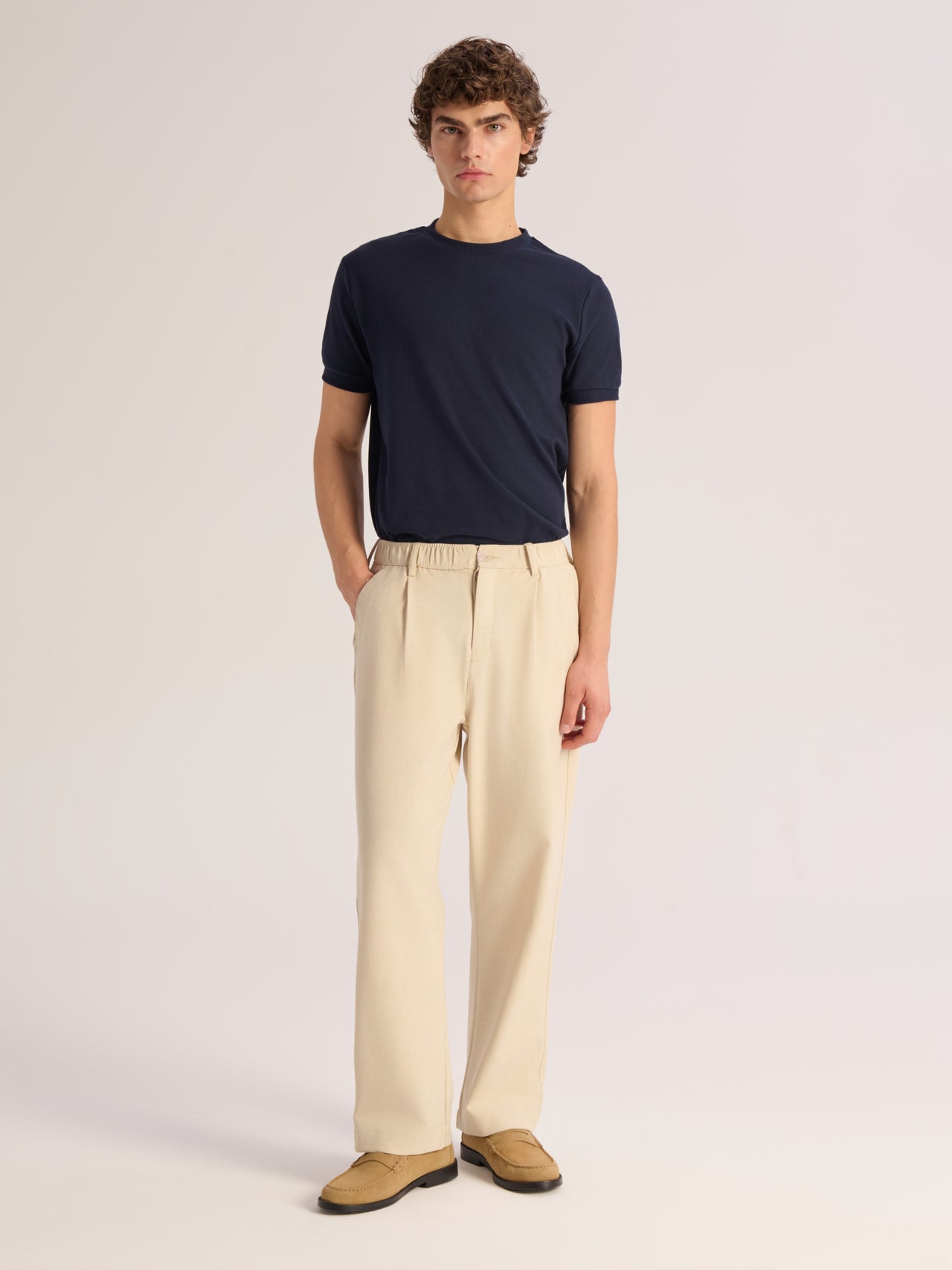 Cream wide trousers