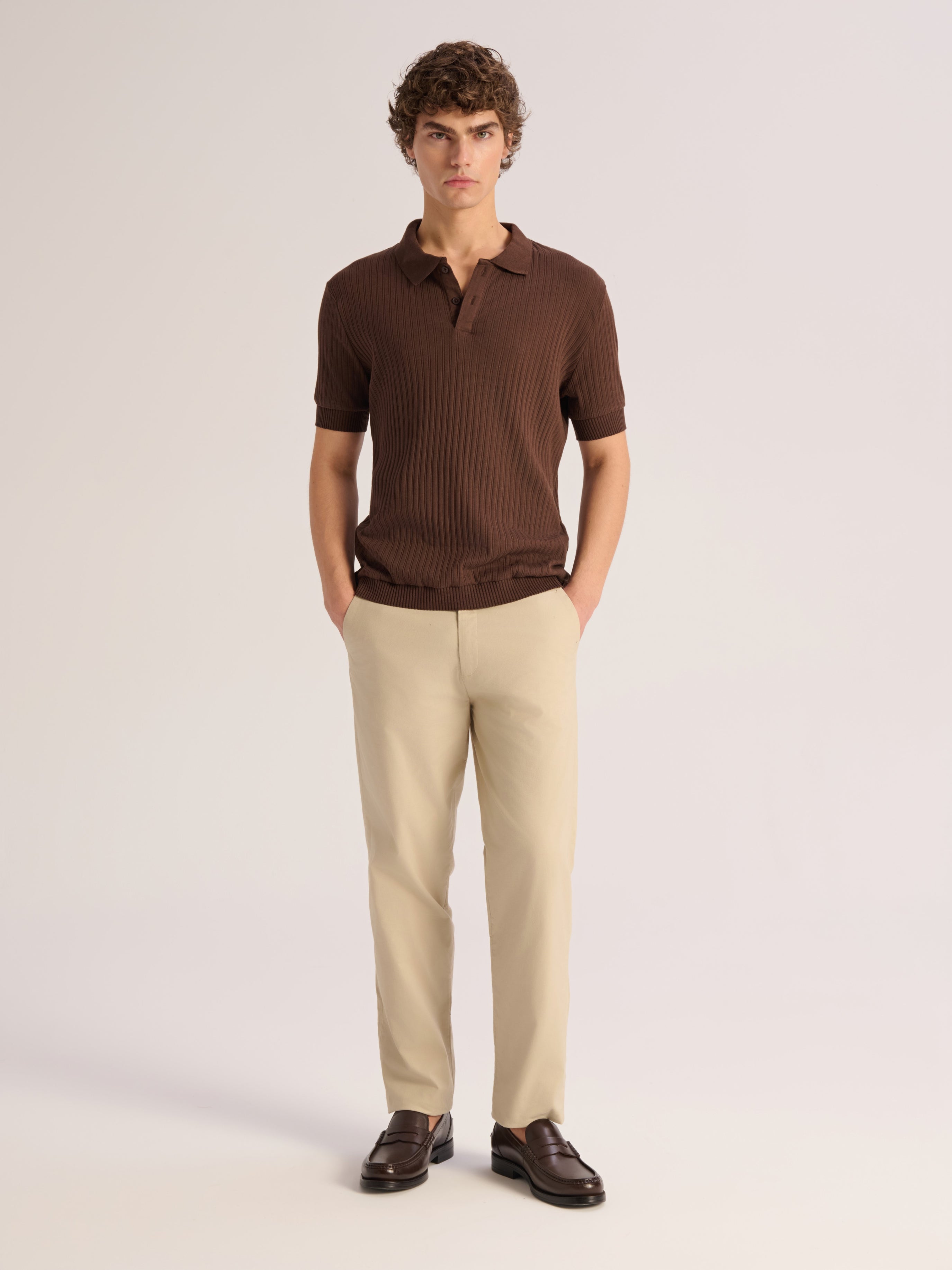 Brown knit polo