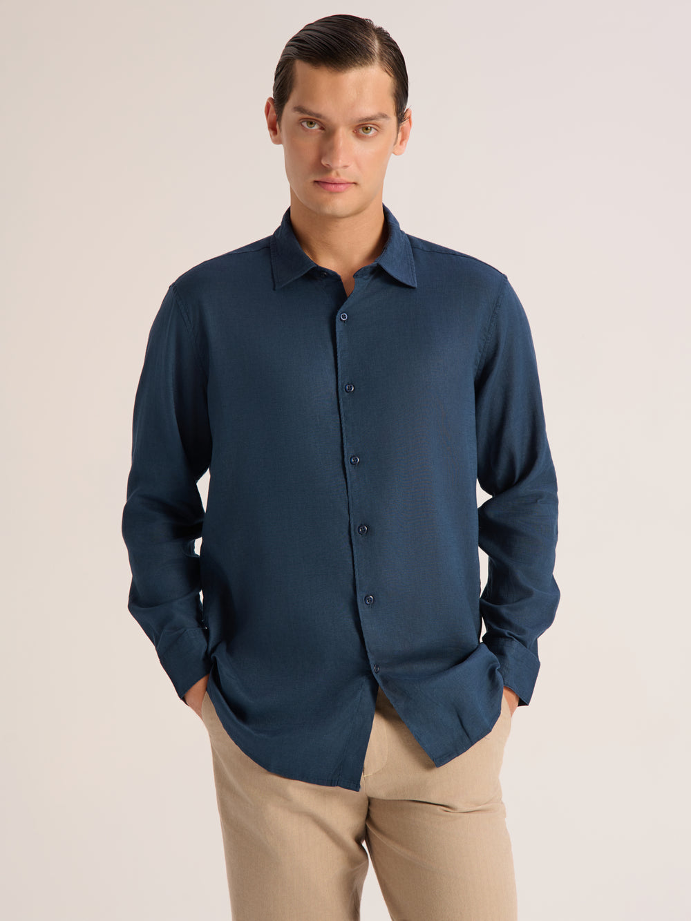 Regular fit Linen lyocell shirt