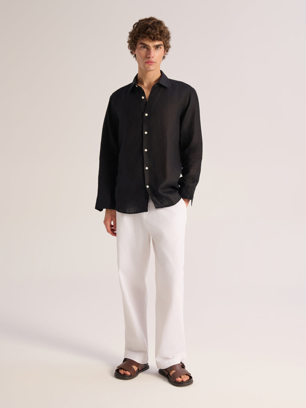 100% Linen black shirt