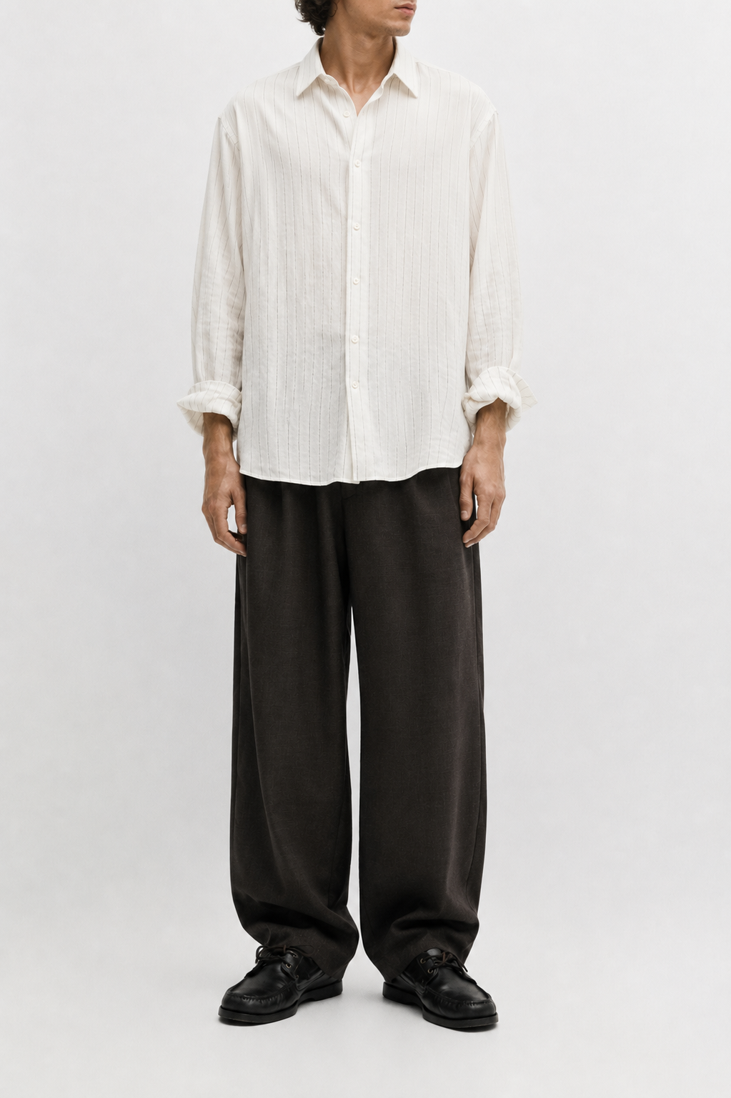 Cofi fine check pleated trousers