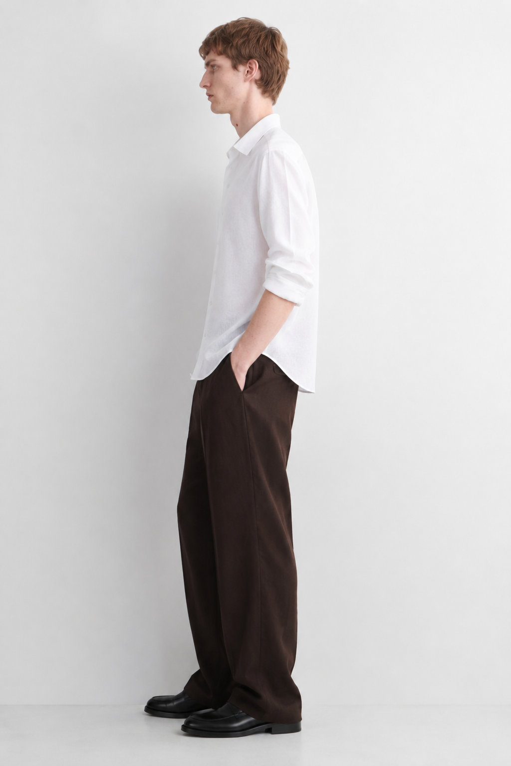 Linen blend relaxed fit shirt - white