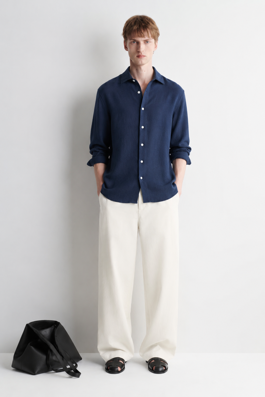 Regular fit textured shirt - Ocean